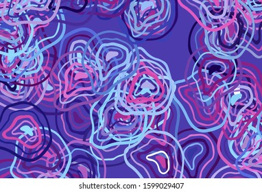 Light Pink, Blue vector template with curved lines. Creative illustration in halftone style with gradient. Elegant pattern for a brand book.