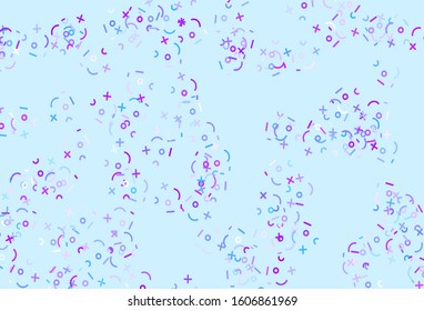 Light Pink, Blue vector template with math simbols. Blurred design in simple style with collection of numerals. Smart design for university advert.