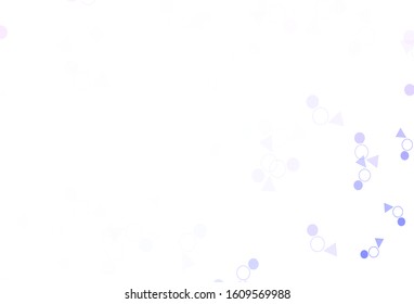 Light Pink, Blue vector template with crystals, circles. Glitter abstract illustration with spheres, triangular lines. Modern template for landing page.