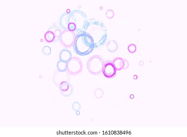 Light Pink, Blue vector template with circles. Glitter abstract illustration with blurred drops of rain. Design for poster, banner of websites.
