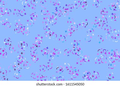 Light Pink, Blue vector template with math simbols. Abstract illustration with colored algebra signs. Pattern for school, grammar websites.