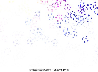 Light Pink, Blue vector template with math simbols. Modern geometrical illustration with numerals. Best design a poster, banner of a math college.