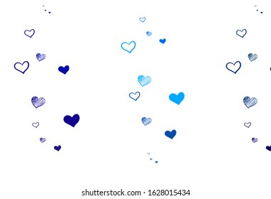 Light Pink, Blue vector template with doodle hearts. Shining illustration with hearts on abstract template. Design for celebrating of Valentine Day.