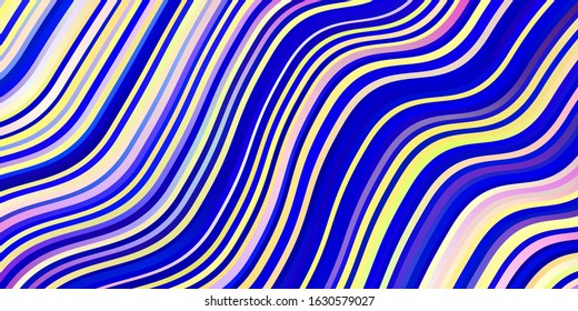 Light Pink, Blue vector template with lines. Colorful illustration with curved lines. Best design for your posters, banners.