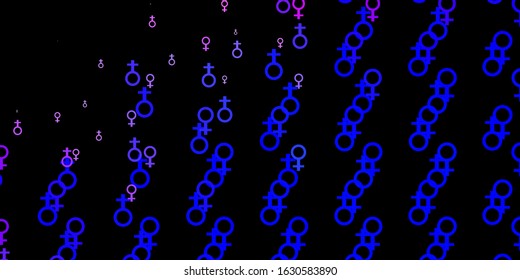 Light Pink, Blue vector template with businesswoman signs. Simple design in abstract style with women’s rights activism. Background for International Women’s Day.
