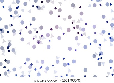 Light Pink, Blue vector template with crystals, circles, squares. Illustration with colorful circles, triangles, rectangles. Pattern for booklets, leaflets
