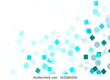 Light Pink, Blue vector template with crystals, circles, squares. Illustration with colorful circles, triangles, rectangles. Modern template for landing page.