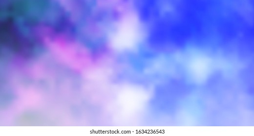 Light Pink, Blue vector template with sky, clouds. Gradient illustration with colorful sky, clouds. Pattern for your commercials.