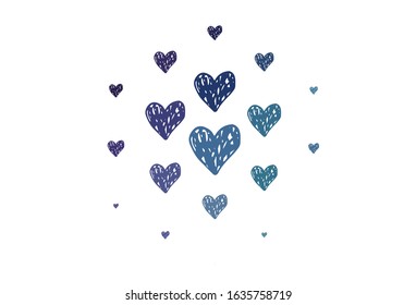 Light Pink, Blue vector template with doodle hearts. Decorative design with hearts in simple style . Pattern for marriage gifts, congratulations.