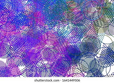 Light Pink, Blue vector template with crystals, circles. Abstract gradient illustration with circles, triangles. Smart design for your adverts.