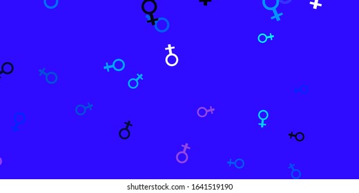 Light Pink, Blue vector template with businesswoman signs. Colorful feminism symbols with a gradient in modern style. Design for International Women’s Day.