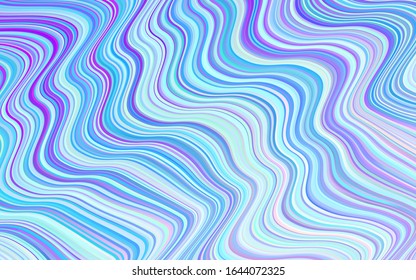 Plantilla vectorial azul rosa claro con cintas dobladas. Ilustración creativa en medio tono memphis estilo con gradiente. Patrón de ondas texturadas para fondos.