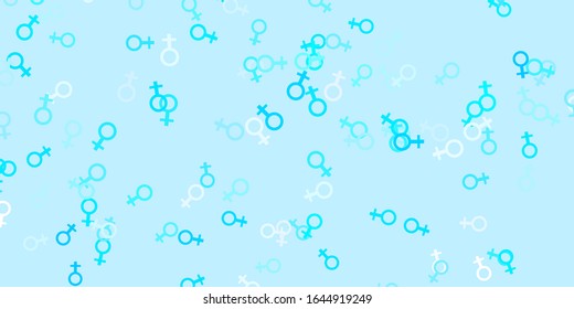 Light Pink, Blue vector template with businesswoman signs. Colorful illustration with gradient feminism shapes. Elegant design for wallpapers.