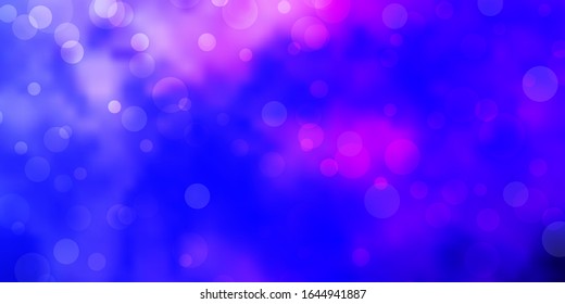 Plantilla vectorial azul rosa claro con círculos. Diseño decorativo abstracto en estilo degradado con burbujas. Patrón para papeles pintados, cortinas.