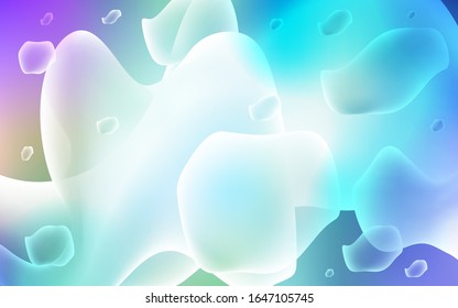 Plantilla vectorial azul rosa claro con formas de burbuja. Ilustración brillante, que consiste en líneas borrosas, círculos. Nuevo diseño para sus anuncios, afiche, banner.
