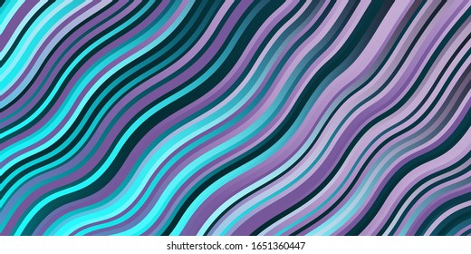 Plantilla vectorial azul rosa claro con líneas curvas. Ilustración luminosa con arcos circulares degradados. Plan para folletos y folletos comerciales