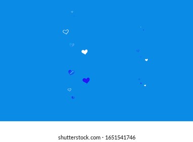 Planta vectorial azul rosa claro con corazones de doodle. Ilustración con formas de corazones degradados sobre fondo borroso. Plantilla para tarjetas postales de San Valentín.