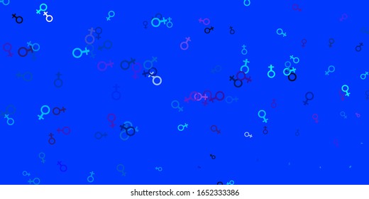 Light Pink, Blue vector template with businesswoman signs. Illustration with signs of women's strength and power. Elegant design for wallpapers.