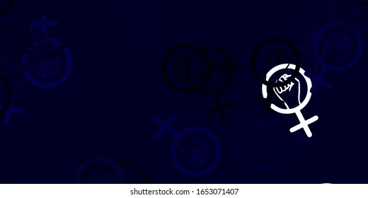 Light Pink, Blue vector template with businesswoman signs. Colorful illustration with gradient feminism shapes. Best design to show the power of women.