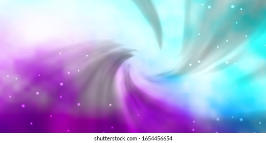 Planta vectorial azul rosa claro con estrellas de neón. Ilustración decorativa con estrellas en plantilla abstracta. Patrón para envolver regalos.