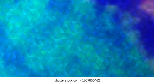 Light Pink, Blue vector template with crystals, triangles. Decorative design in abstract style with triangles. Pattern for commercials.