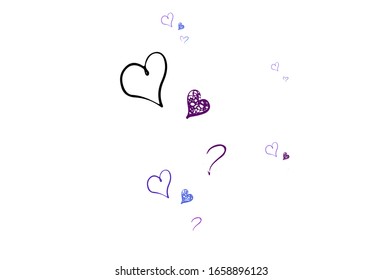 Planta vectorial azul rosa claro con corazones de doodle. Ilustración con formas de corazones degradados sobre fondo borroso. Patrón de regalos de matrimonio, felicitaciones.