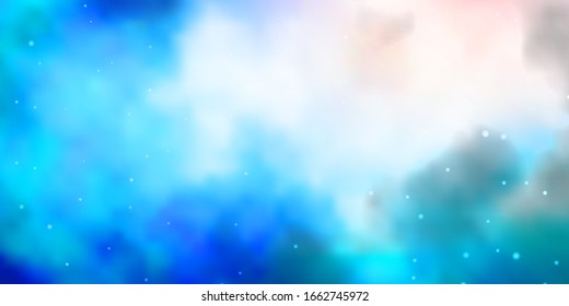 Light Pink, Blue vector template with neon stars. Decorative illustration with stars on abstract template. Pattern for wrapping gifts.