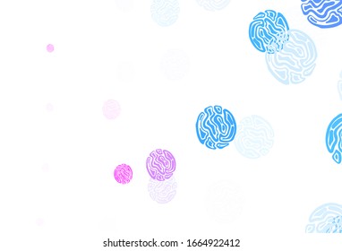 Plantilla vectorial azul rosa claro con círculos. Burbujas borrosas sobre fondo abstracto con gradiente colorido. Diseño para su anuncio comercial.