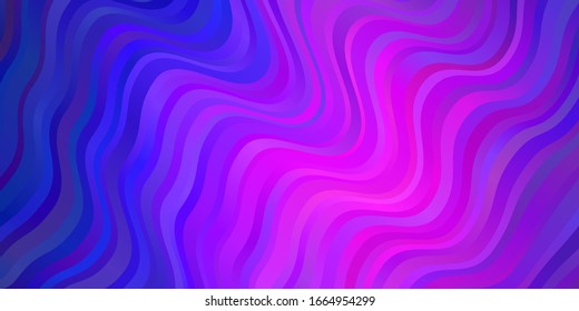 Light Pink, Blue vector template with curved lines. Gradient illustration in simple style with bows. Best design for your posters, banners.