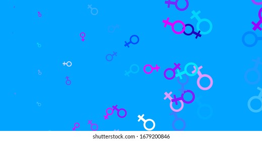 Light Pink, Blue vector template with businesswoman signs. Colorful illustration with gradient feminism shapes. Best design to show the power of women.