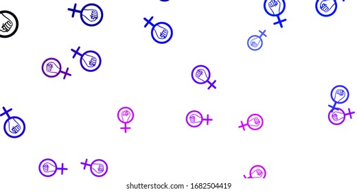 Light Pink, Blue vector template with businesswoman signs. Colorful feminism symbols with a gradient in modern style. Design for International Women’s Day.