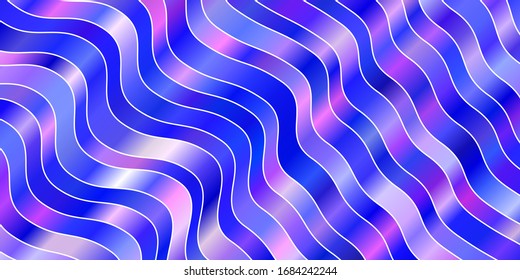 Plantilla vectorial azul rosa claro con líneas curvas. Ilustración en estilo abstracto con degradado curvado. Patrón para sitios web, páginas de inicio.