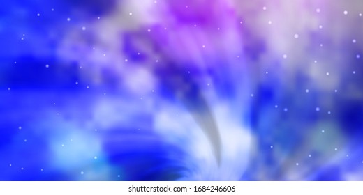Hellrosa, Blaue Vektorillustration Vorlage mit Neonstern. Farbige Illustration mit kleinen und großen Sternen. Design für Ihre Unternehmenswerbung.