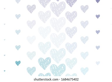 Light Pink, Blue vector template with doodle hearts. Shining illustration with hearts on abstract template. Pattern for marriage gifts, congratulations.