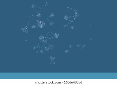 Hellrosa, Blaue Vektorillustration mit Kristallen, Kreise. Illustration mit einer Reihe von bunten Kreisen, Dreiecken. Bestes Design für Poster, Banner.