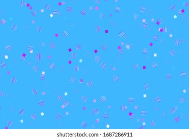 Light Pink, Blue vector template with crystals, circles, squares. Abstract gradient illustration with circles, triangles, cubes. Pattern for websites.