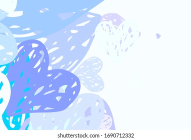 Light Pink, Blue vector template with doodle hearts. Smart illustration with gradient hearts in valentine style. Pattern for valentine's ad, booklets.