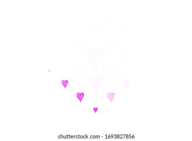 Light Pink, Blue vector template with doodle hearts. Smart illustration with gradient hearts in valentine style. Pattern for marriage gifts, congratulations.