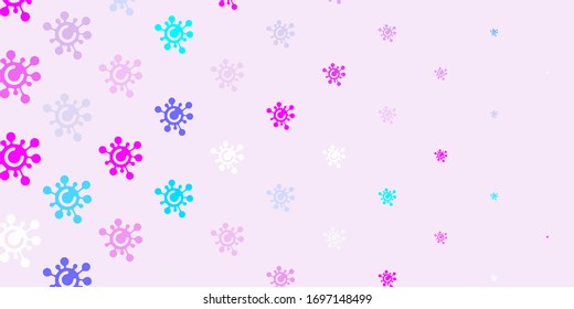 Light Pink, Blue vector template with flu signs. Smart illustration with covid signs in decorative style. Simple design against epidemic information.