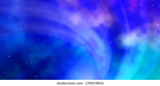Planta vectorial azul rosa claro con estrellas de neón. Ilustración colorida con estrellas abstractas de gradiente. Diseño para su promoción empresarial.