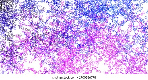 Plantilla vectorial azul rosa claro con líneas curvas. Ilustración colorida con líneas curvas. Plantilla para el diseño de la interfaz de usuario.
