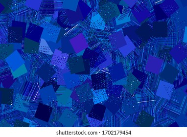 Light Pink, Blue vector template with crystals, circles, squares. Illustration with set of colorful circles, triangles, squares. Pattern for booklets, leaflets