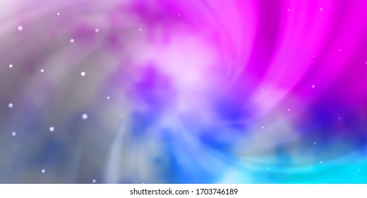 Light Pink, Blue vector template with neon stars. Shining colorful illustration with small and big stars. Pattern for wrapping gifts.