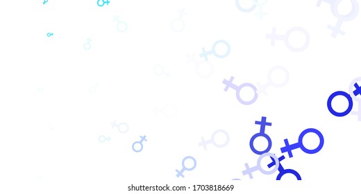 Light Pink, Blue vector template with businesswoman signs. Colorful feminism symbols with a gradient in modern style. Design for International Women’s Day.
