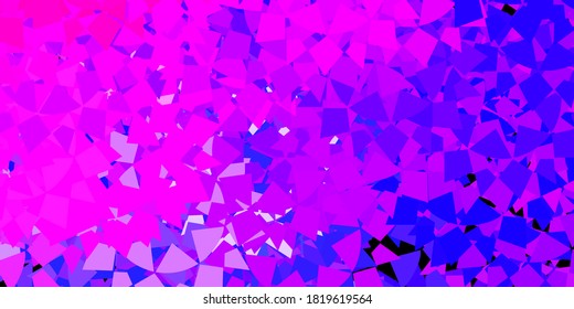 Plantilla vectorial azul rosa claro con formas triangulares. Diseño sencillo de estilo abstracto con triángulos, líneas. Material de las páginas de aterrizaje.