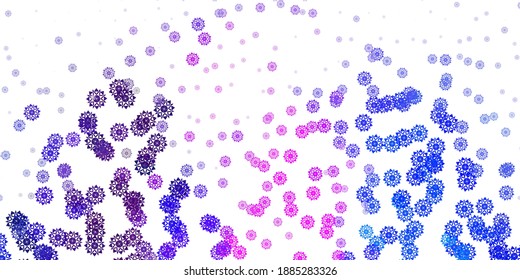 Light pink, blue vector template with ice snowflakes. Simple abstract illustration with ice, snow, snowflakes. Xmas design for business.