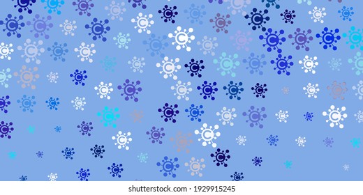 Plantilla vectorial azul rosa claro con signos de gripe. Ilustración inteligente con signos cómodos en estilo decorativo. Fondo de escritorio para la protección de la salud.