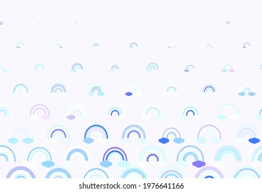 Light Pink, Blue vector template with rainbow signs. Colorful design in abstract love style with rainbow forms. Sketch for fun designs.