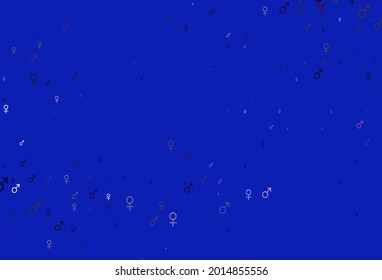 Light pink, blue vector template with man, woman symbols. Gradient isolated colorful boy, girl symbols in abstract style. Template for fasion magazines.