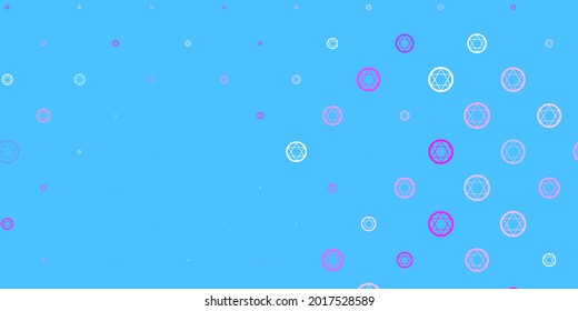 Light Pink, Blue vector template with esoteric signs. Abstract illustration with gothic gradient shapes. Design for magic, spiritual events.